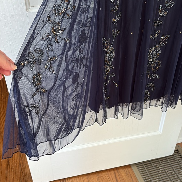 Pisarro Nights Navy 3/4 Sleeve A-Line Gown - Picture 6 of 6